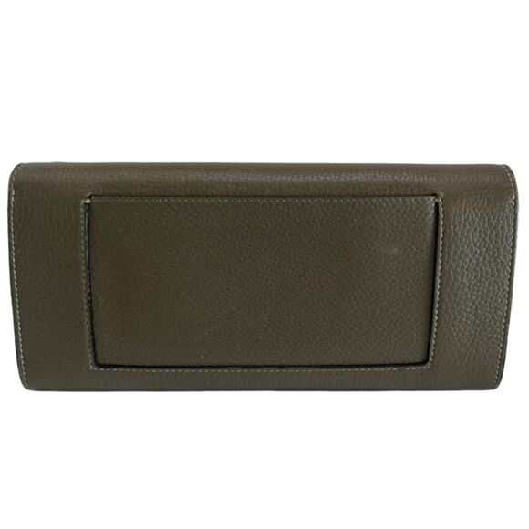 Céline Pebbled Leather Large Flap Wallet Grey And Yellow Made in Italy - Picture 3 of 13